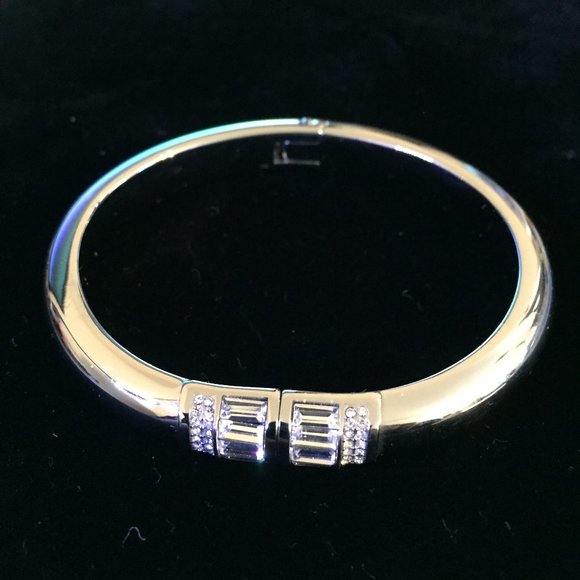 Michael Kors Gold Tone Baguette and Pave Embellished Bangle Bracelet - Picture 2 of 4